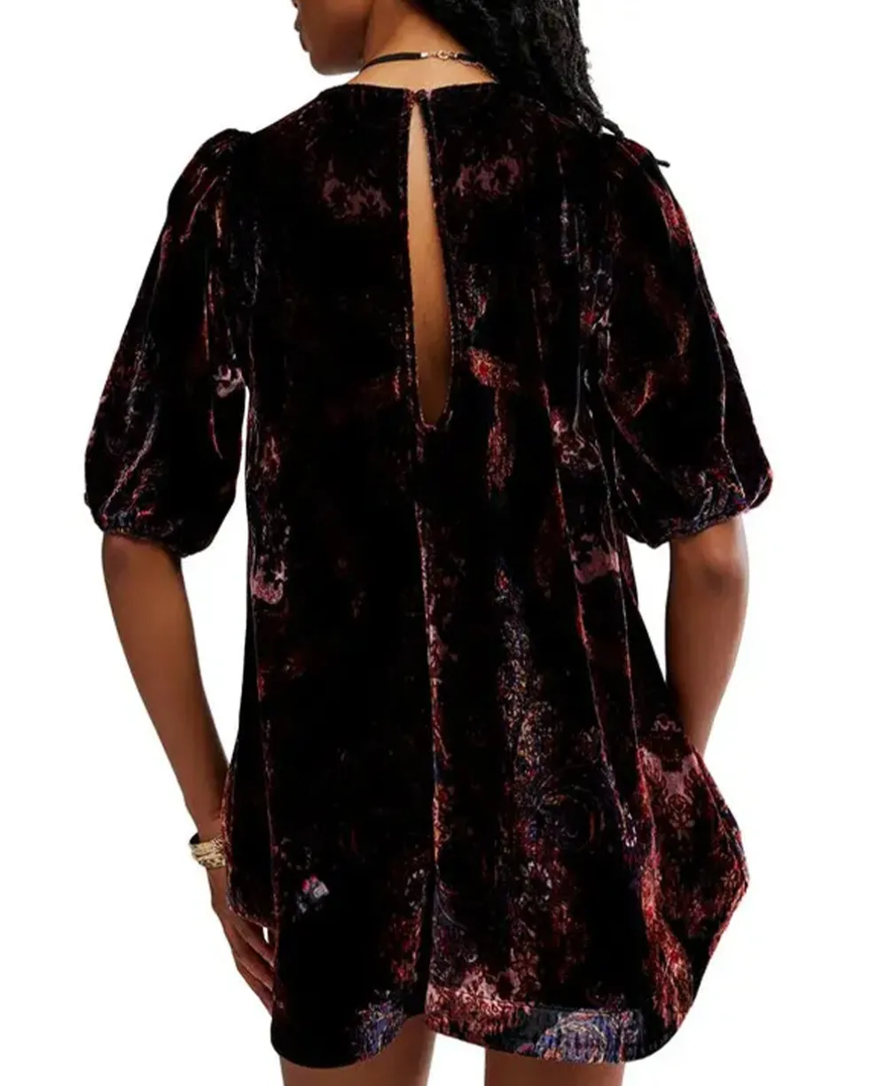 Maye Printed Velvet Tunic - Dark Black Combo
