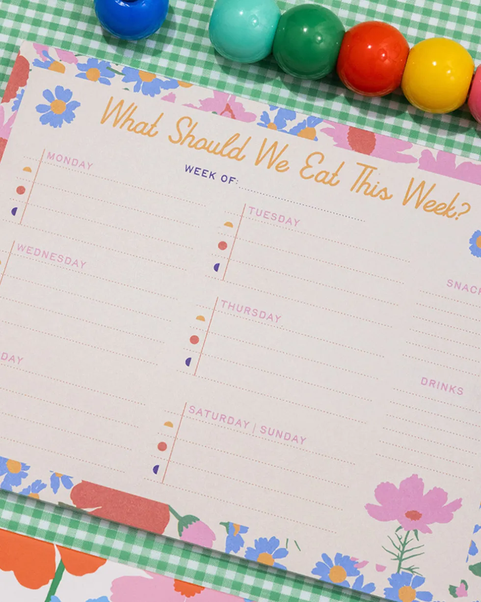 Meal Planner and Shopping List Set - Floral