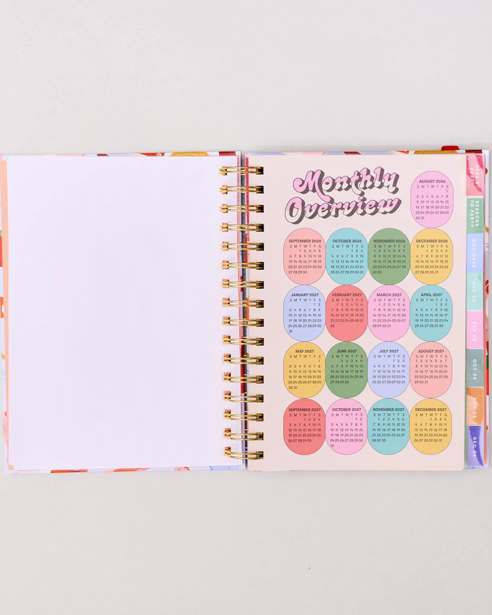 Medium 17-Month Academic Planner - Pink Tile Floral