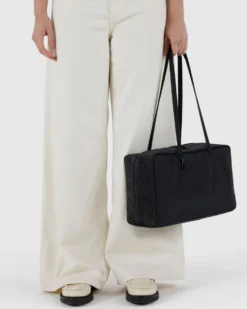 Medium Nylon Bowler Bag - Black