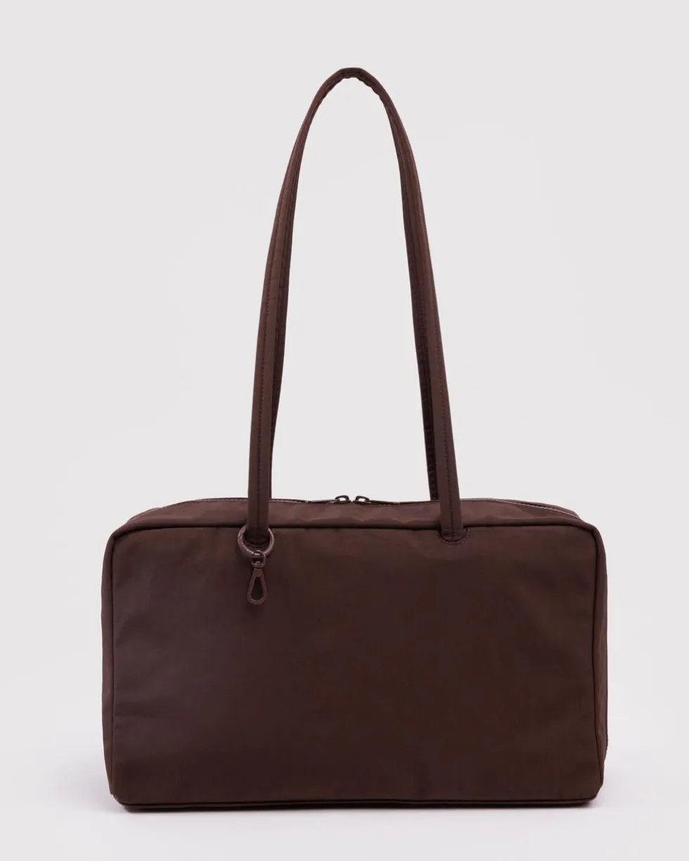 Medium Nylon Bowler Bag - Coffee