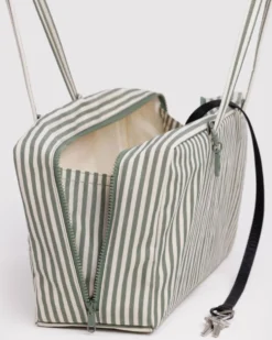 Medium Nylon Bowler Bag - Sage Stripe