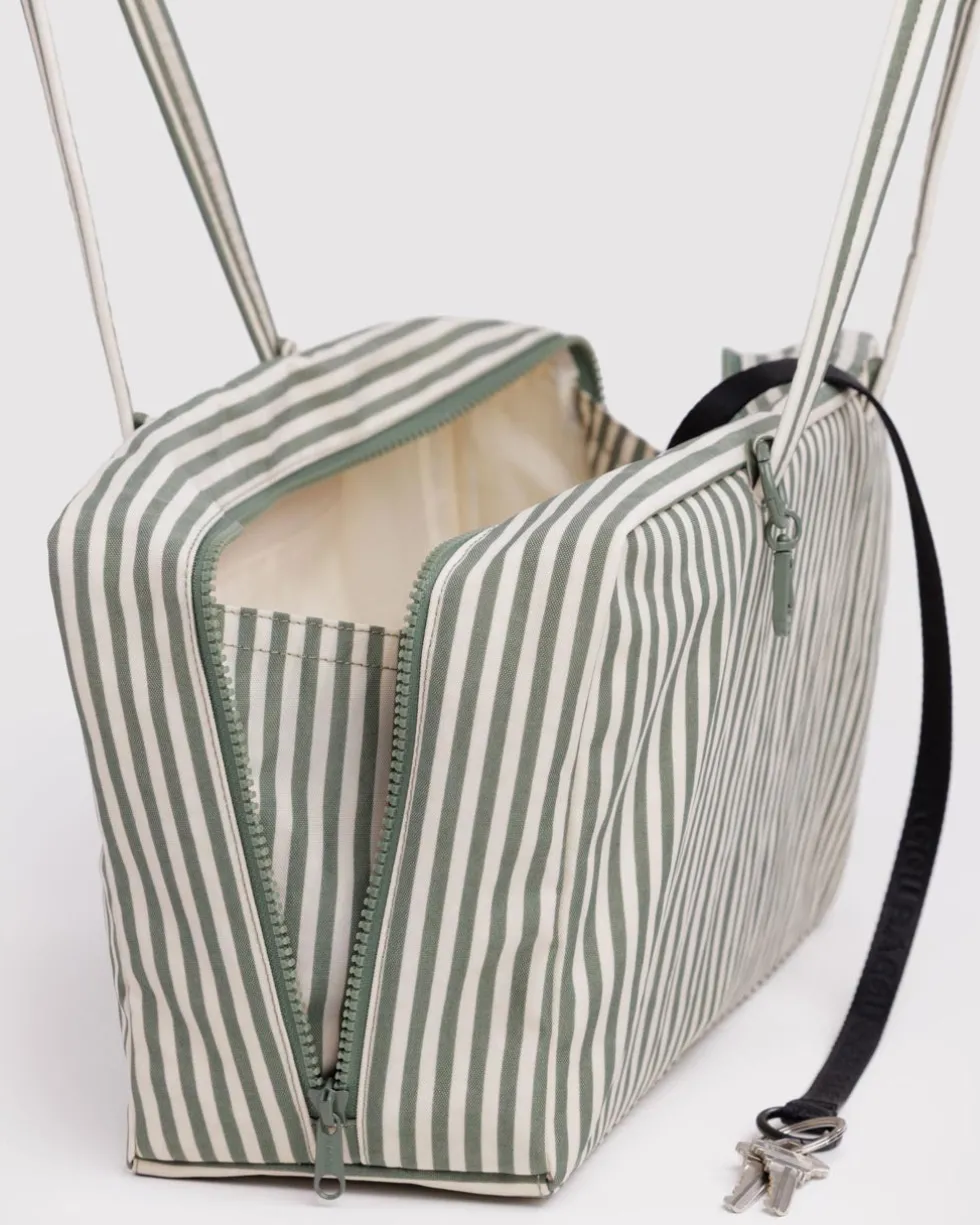 Medium Nylon Bowler Bag - Sage Stripe