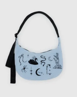 Medium Nylon Crescent Bag - Embroidered Ballet Icons