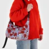 Medium Nylon Crescent Bag - Floral Snoopy
