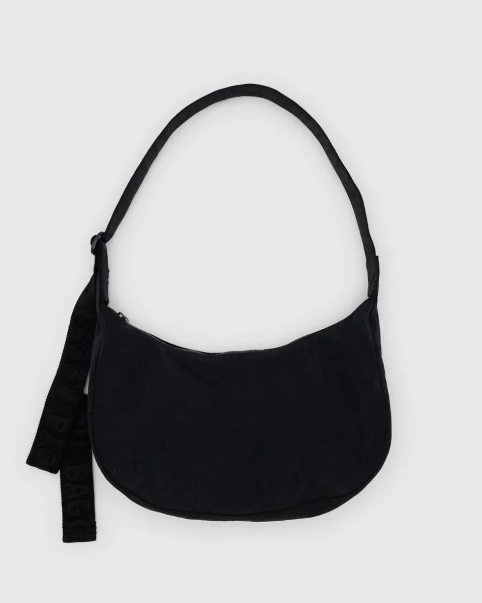 Medium Nylon Crescent Bag w/ Key Leash - Black