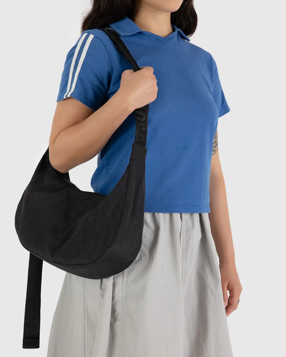 Medium Nylon Crescent Bag w/ Key Leash - Black