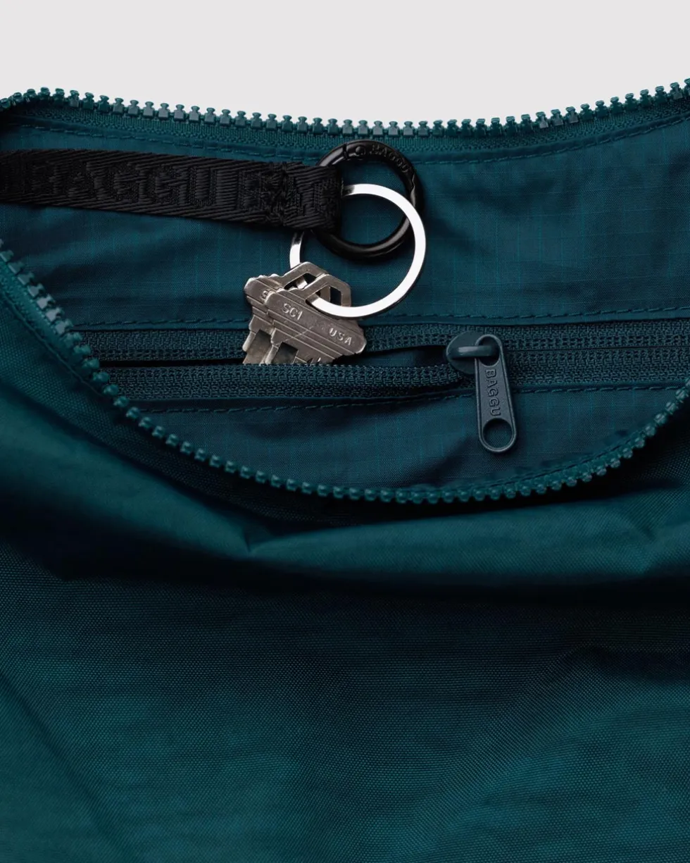 Medium Nylon Crescent Bag w/ Key Leash - Deep Sea