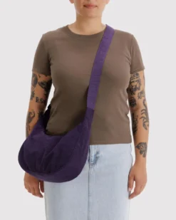 Medium Nylon Crescent Bag w/ Key Leash - Fig