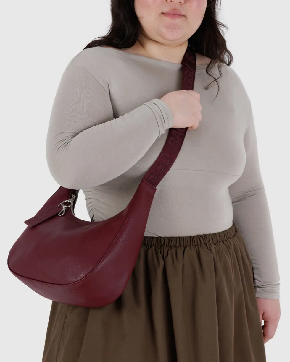 Medium Recycled Leather Crescent Bag - Mahogany