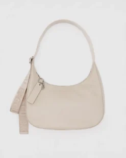 Medium Recycled Leather Crescent Bag - Stone