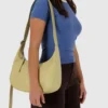 Medium Recycled Leather Crescent Bag - Straw