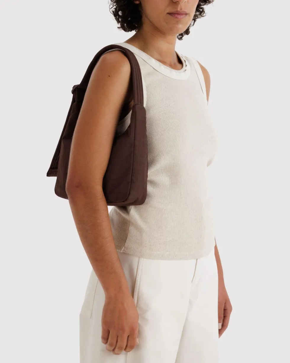 Mini Nylon Shoulder Bag - Coffee