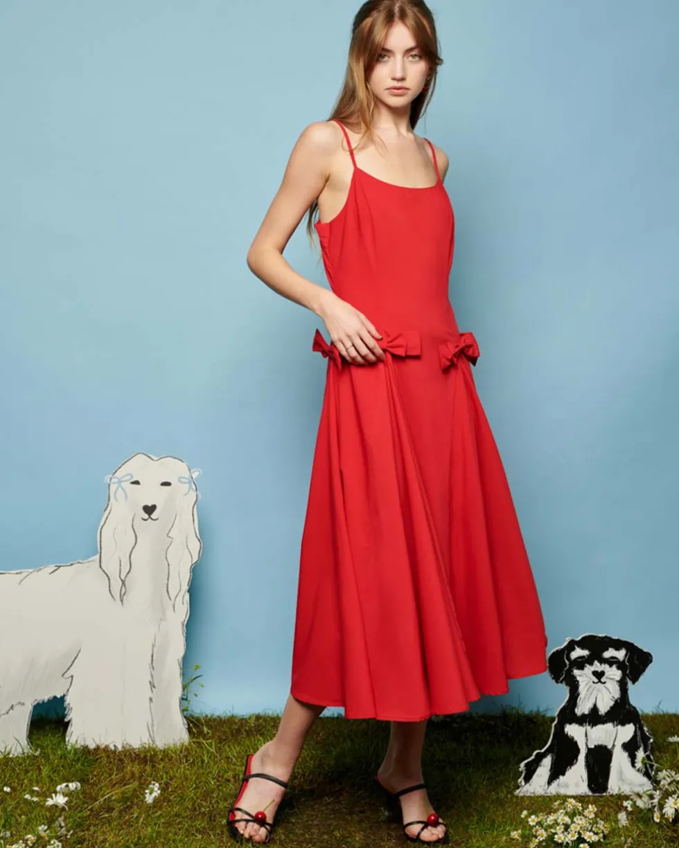 Minnie Bow Cami Dress - Carmin Red