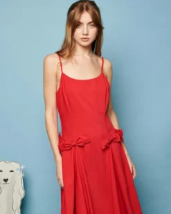 Minnie Bow Cami Dress - Carmin Red