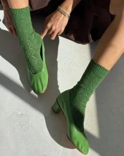 Modal Eyelet Socks - Palm Green
