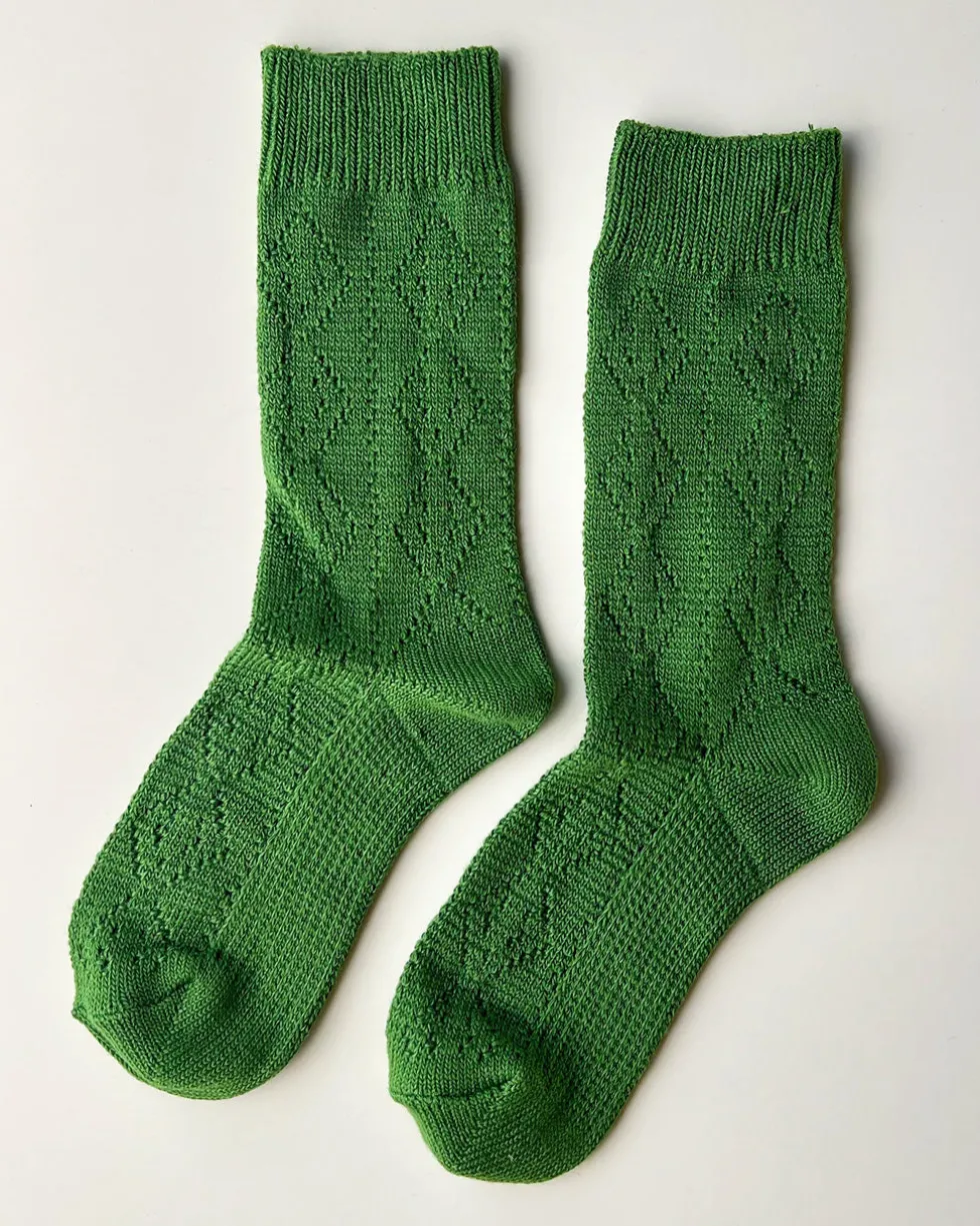 Modal Eyelet Socks - Palm Green