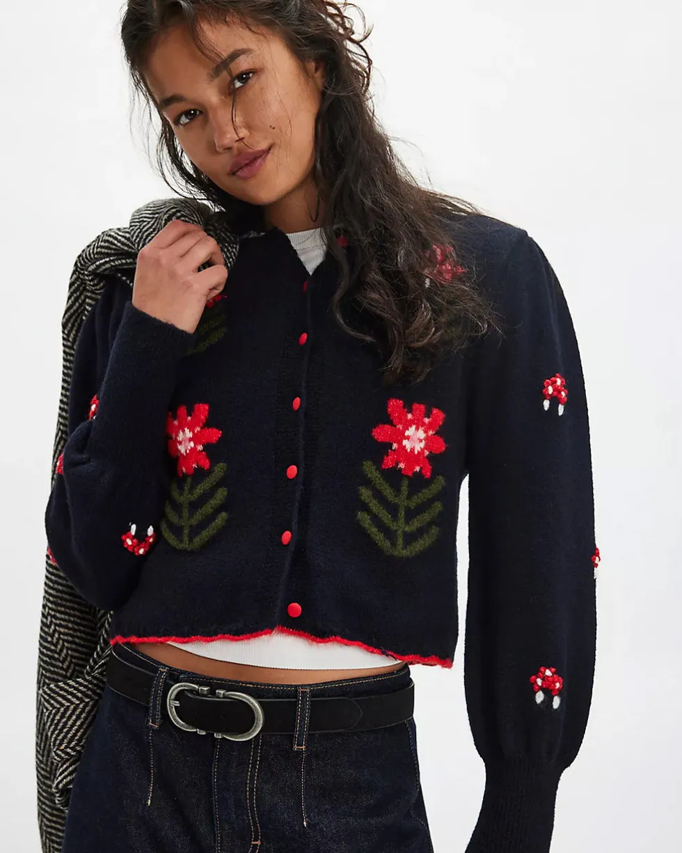 Nonna Knit Cardigan - Midnight Bloom Combo