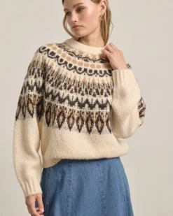 Nordic Pattern Knit Sweater - Ivory Mix