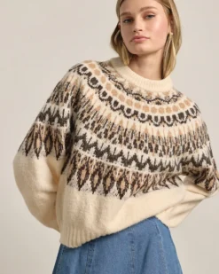 Nordic Pattern Knit Sweater - Ivory Mix