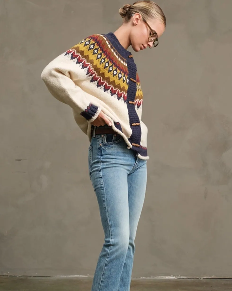 Nordic Pattern Toggle Knit Cardigan