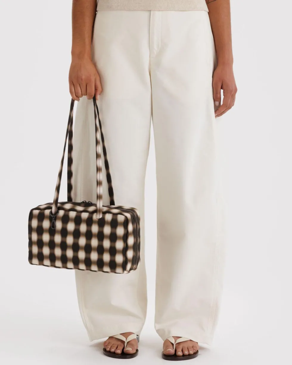 Nylon Bowler Bag - Blurred Gingham Brown
