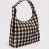 Nylon Shoulder Bag - Blurred Gingham Brown