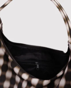 Nylon Shoulder Bag - Blurred Gingham Brown