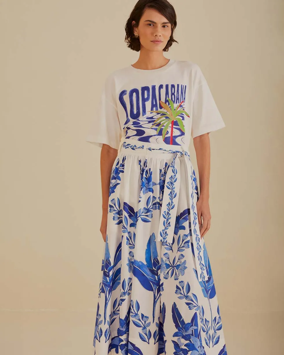 Off-White Blue Yard Organic Cotton Midi Skirt