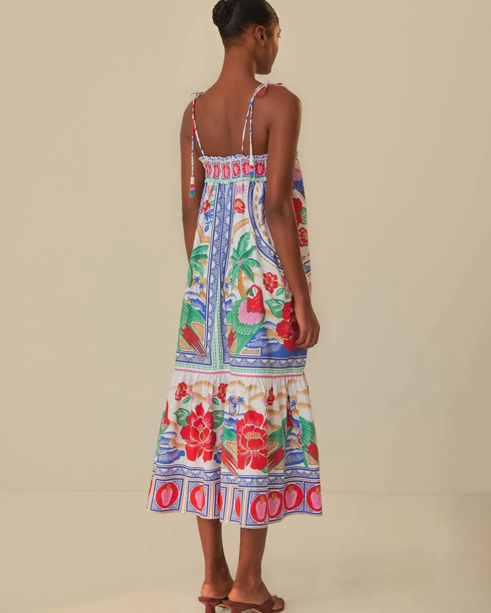 Off-White Flowers Beach Maxi Dress