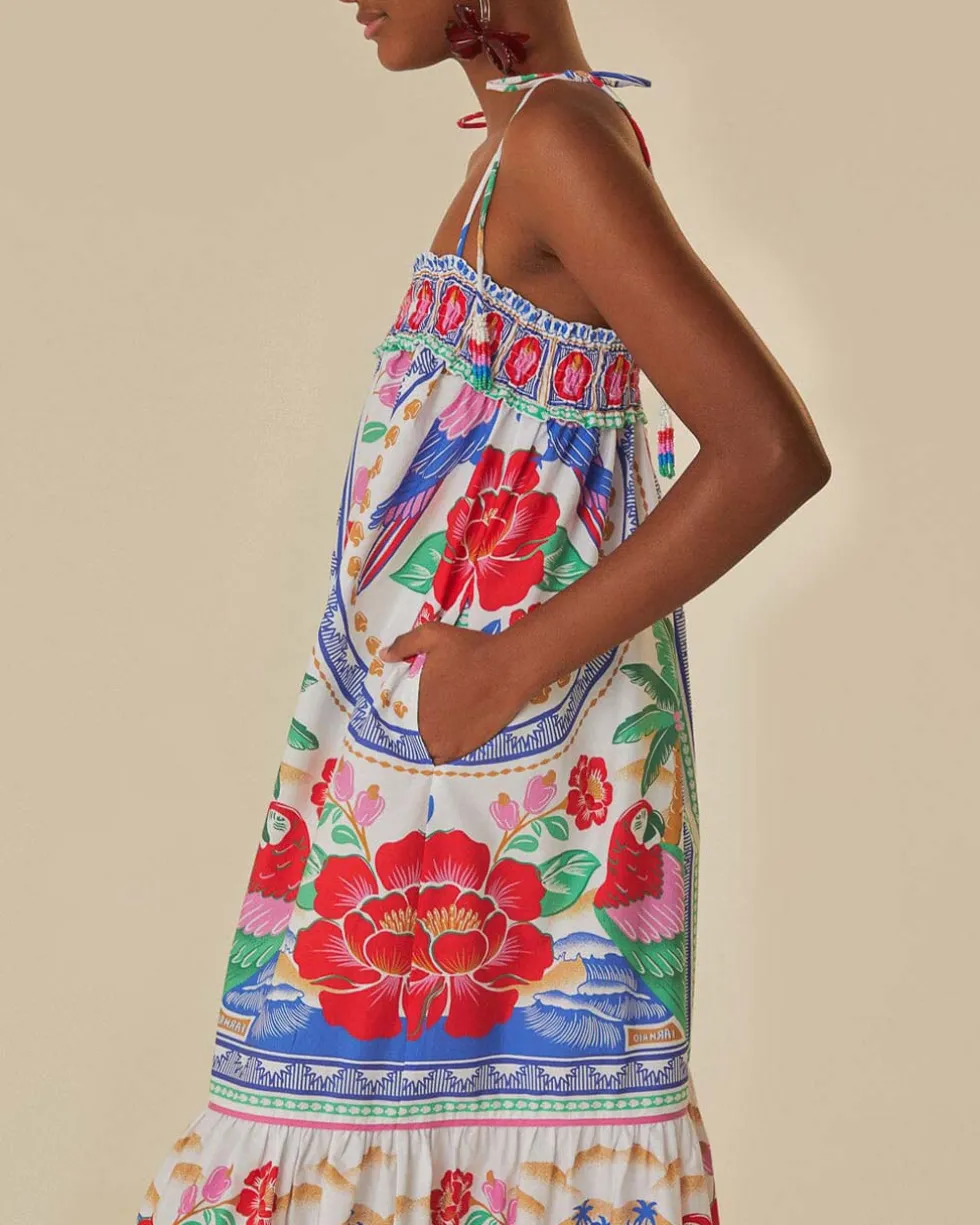 Off-White Flowers Beach Maxi Dress