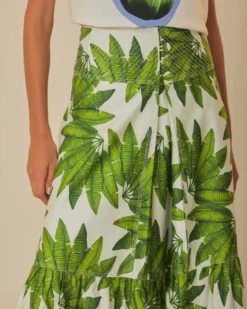 Off-White Palm Fan Organic Cotton Maxi Skirt