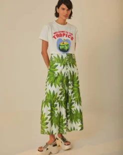 Off-White Palm Fan Organic Cotton Maxi Skirt