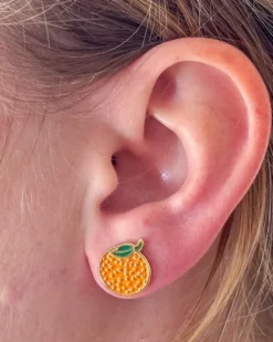 Orange Enamel Earrings