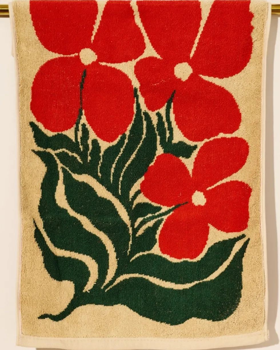Orange Flower Terry Cloth Kitchen Towel