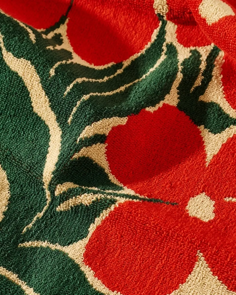 Orange Flower Terry Cloth Kitchen Towel