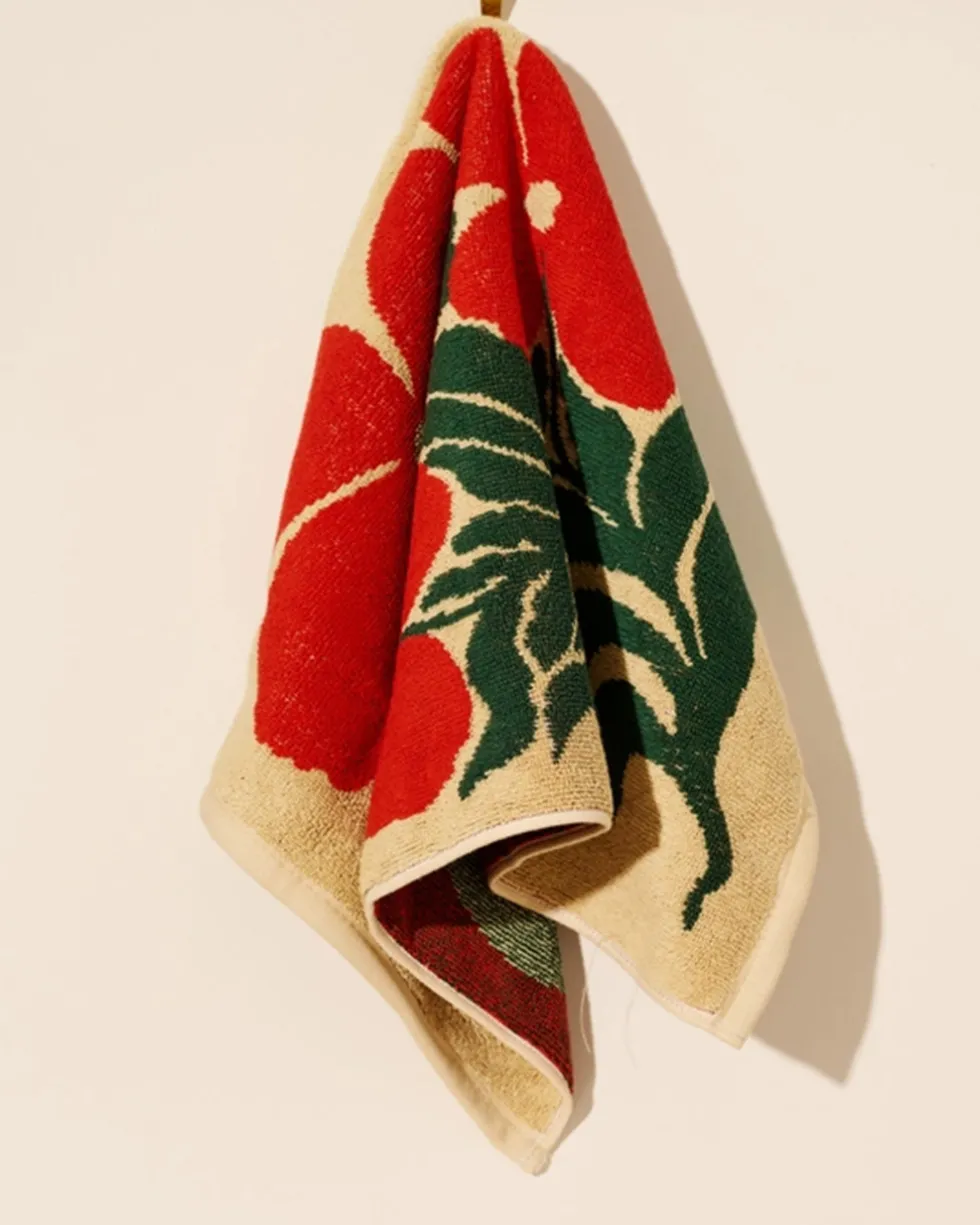 Orange Flower Terry Cloth Kitchen Towel