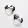 Oversized Silver Puffy Heart Earrings