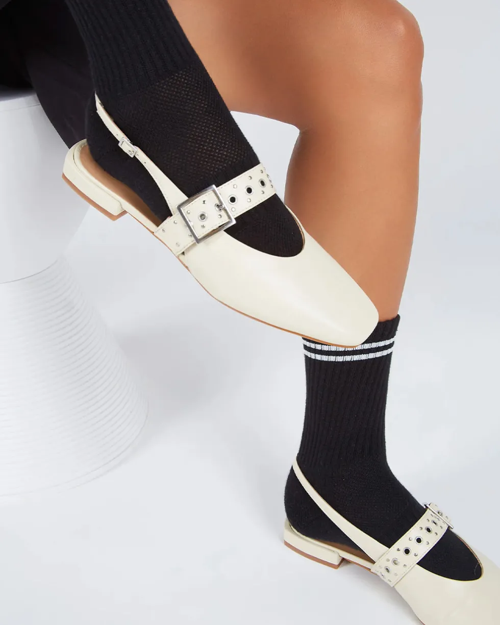 Pearl Slingback Ballet Flat - Creme