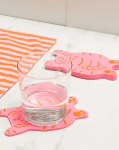 Pink Tiger Coasters - Set of 4