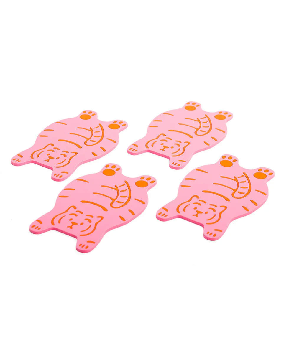 Pink Tiger Coasters - Set of 4