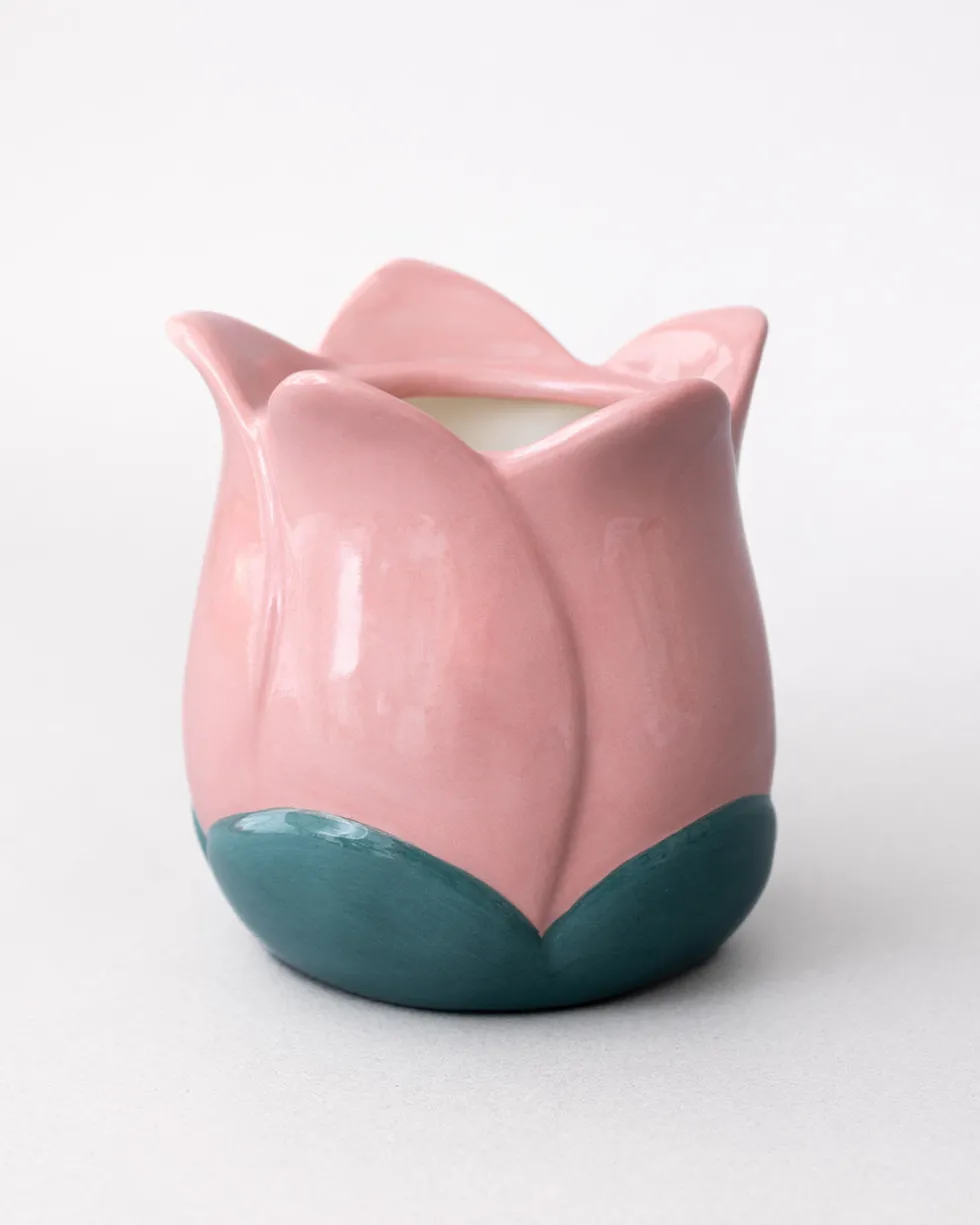 Pink Tulip Ceramic Pencil Cup