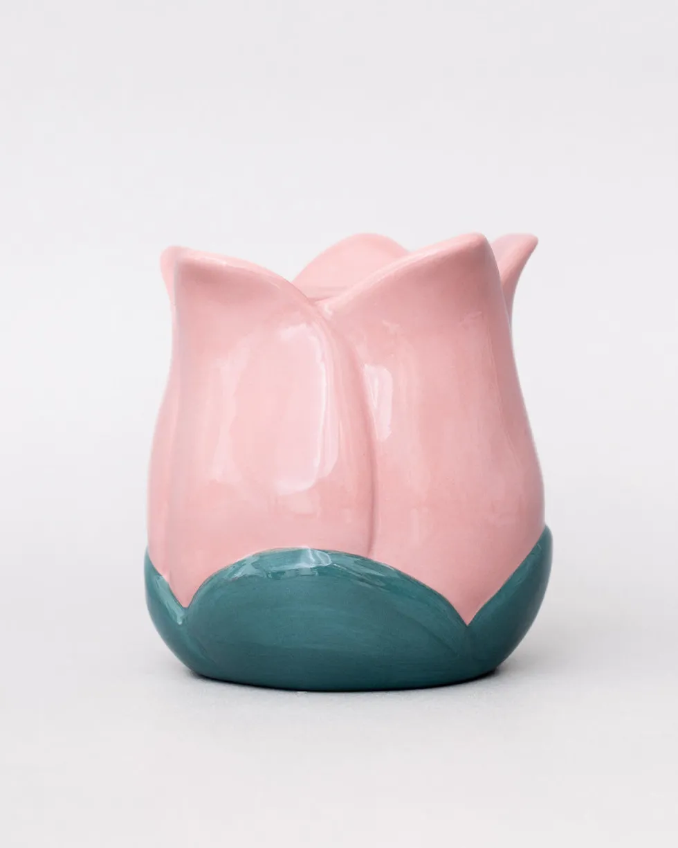 Pink Tulip Ceramic Pencil Cup