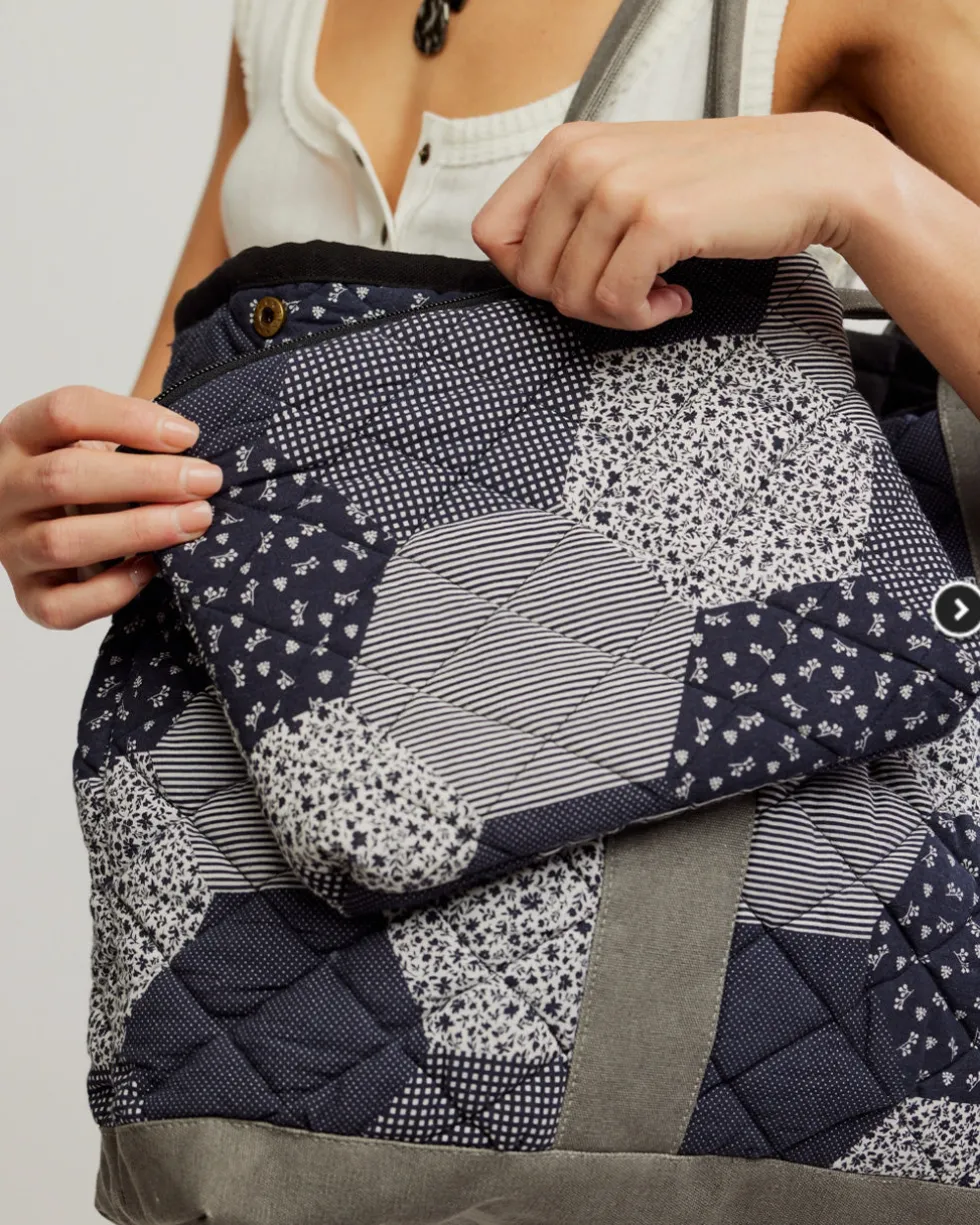 Pippa Patchwork Tote - Blue Combo
