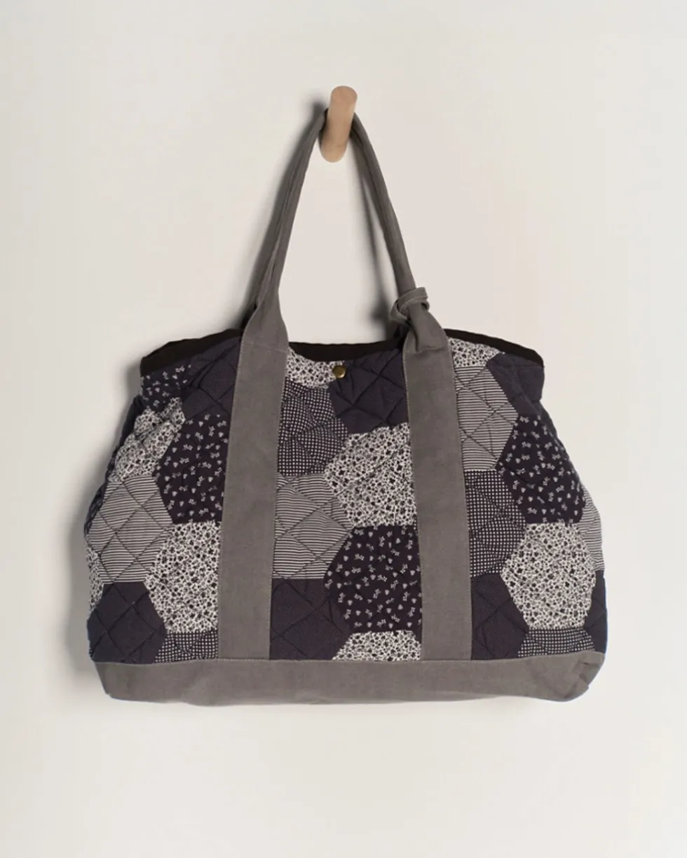 Pippa Patchwork Tote - Blue Combo