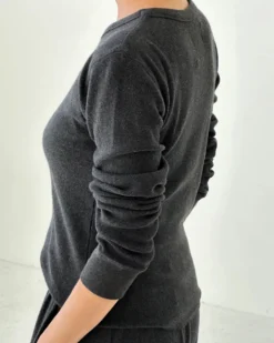 Pointelle Fundamental Tee - Charcoal