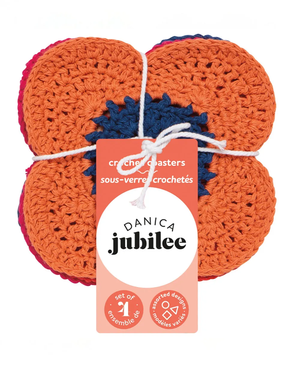 Poppy Crochet Coasters - Set of 4