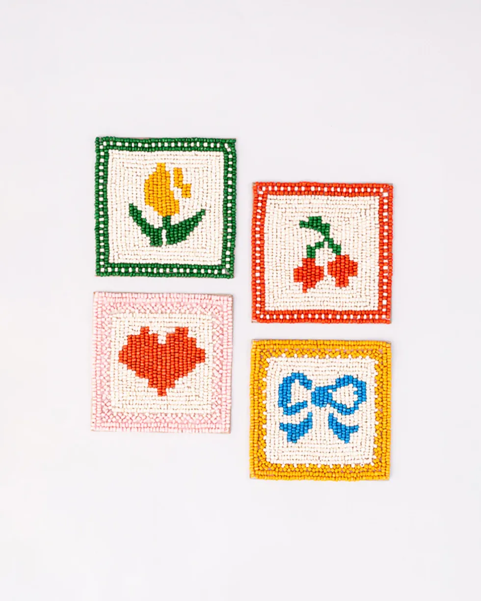 Quilt Beaded Coaster Set
