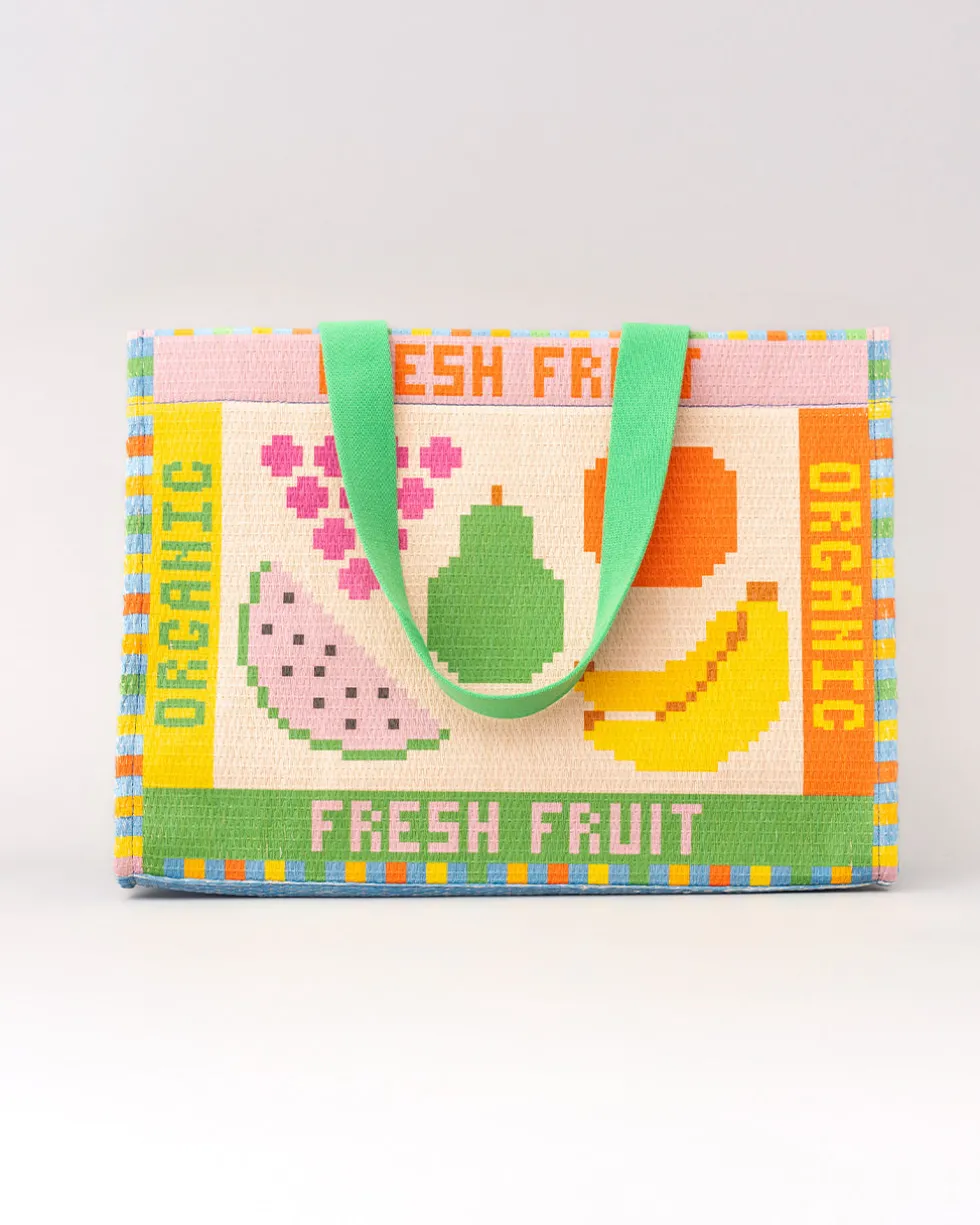 Rattan Market Bag - Fruit Tiles
