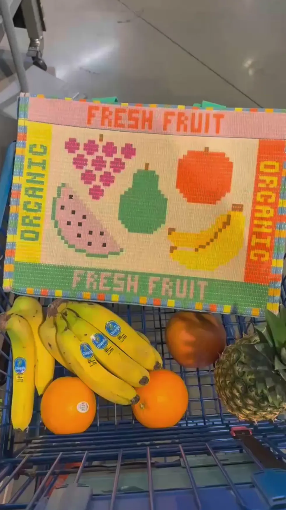 Rattan Market Bag - Fruit Tiles